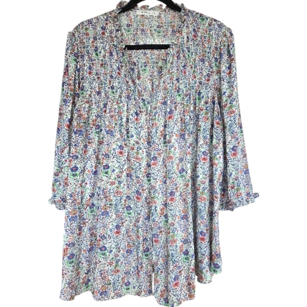 Rose & Olive Floral Print Multicolor Blouse with Ruffle Details